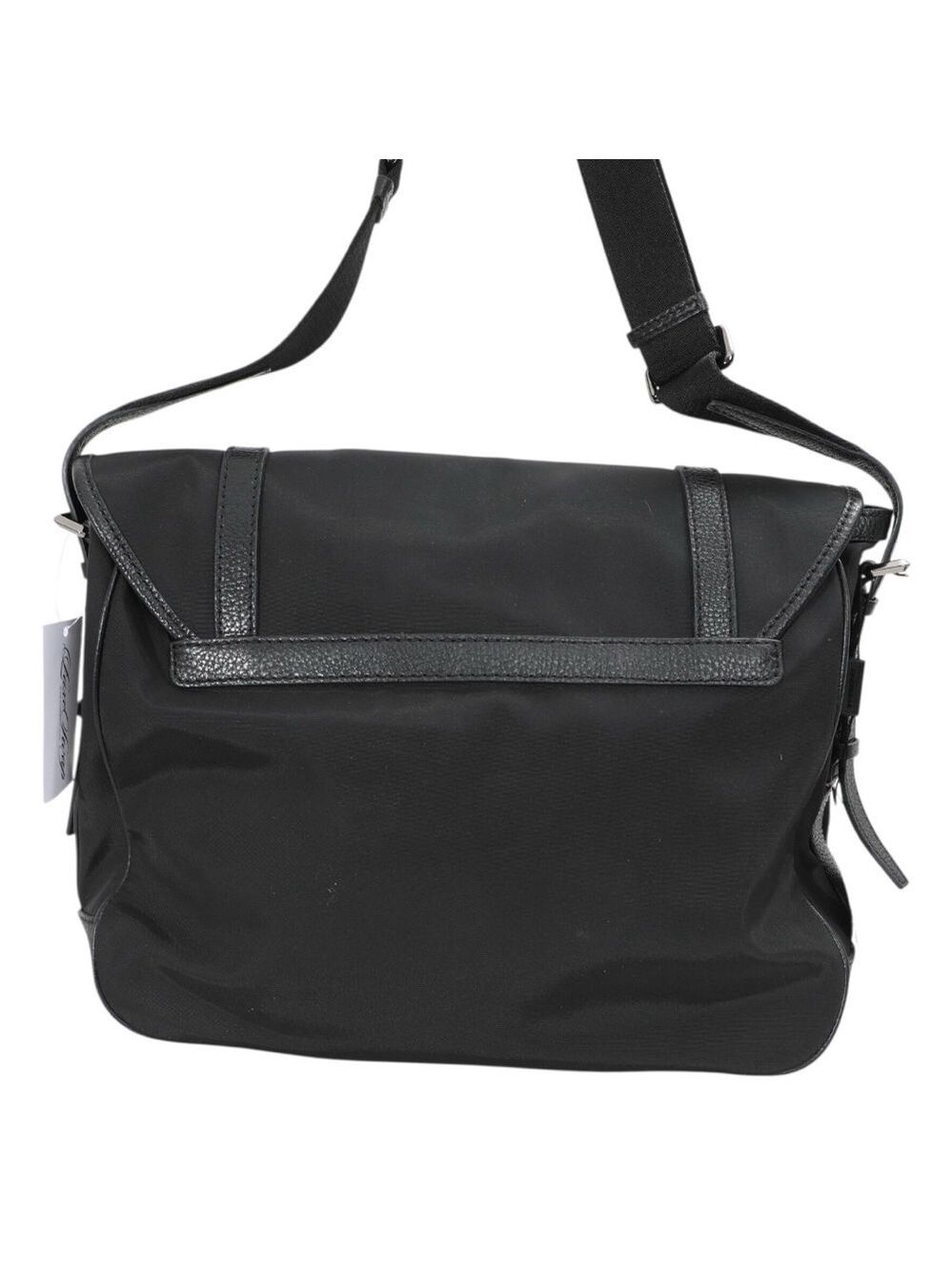 Burberry Messenger Bag Black Leather Trim 15”x14H”x5D” - Picture 8 of 13